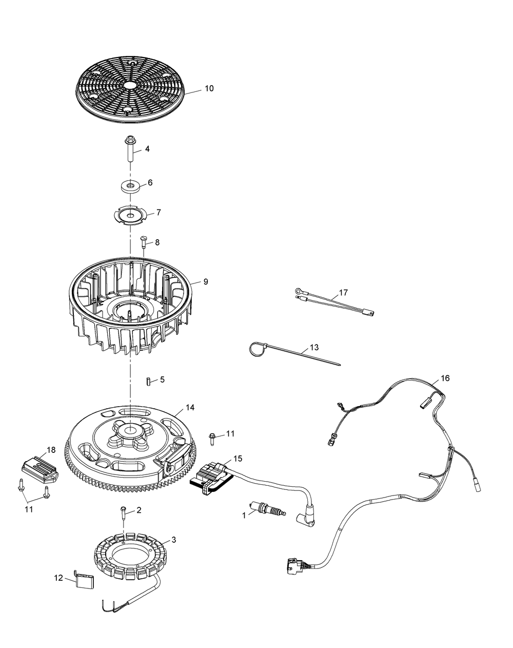 Kohler Kt725-3013 Ignition And Electrical Diagram and Parts List for XT2-LX42KH (13APA1CS010-13WPA1CS010)(2015) Cub Cadet Lawn Tractor